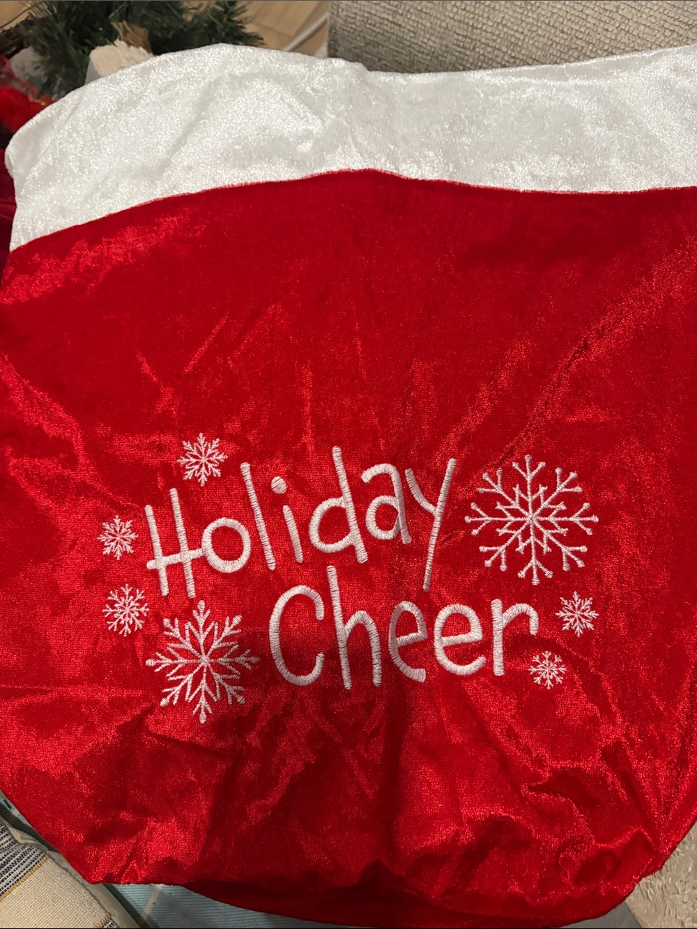 Red Velvet Drawstring Bag holiday cheer
